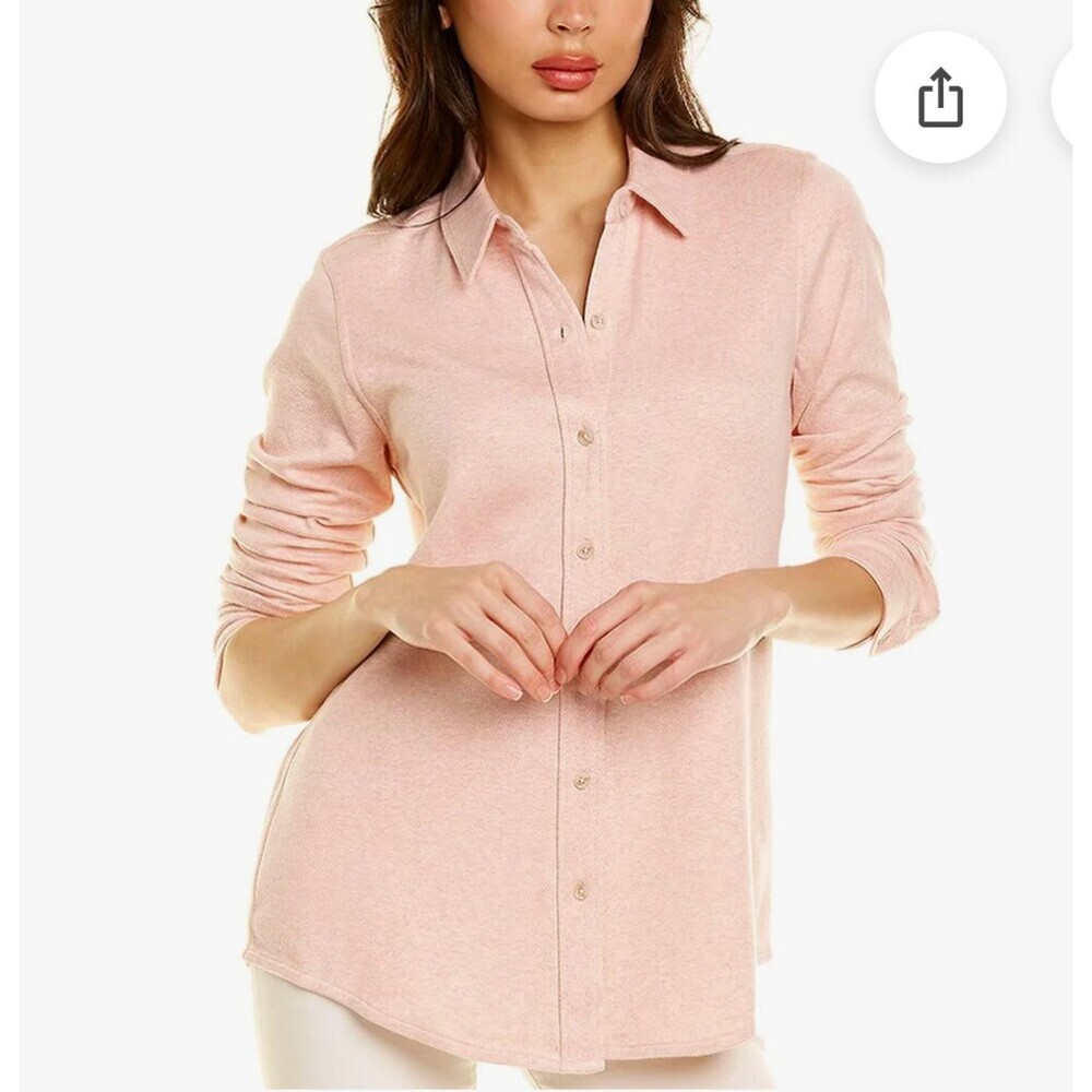 Faherty All Time Shirt Rose Twill Organic Cotton Women's Size Large Button Up